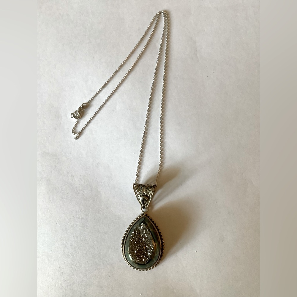 Pear Shaped Pendent with Pave Crystals and 18” Chain